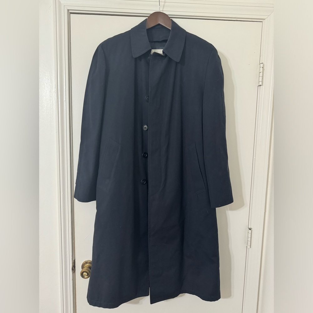 London Fog Trench Coat Navy Blue 38R With Removable Liner